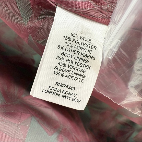 Edina Ronay London Wool Blend Double Breasted Coat Pink US 6 - Picture 6 of 16